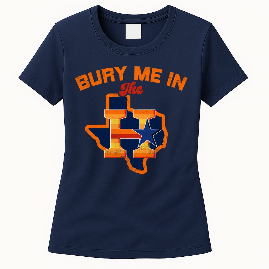 Vintage Bury Me In The H Houston Baseball Womens T-Shirt