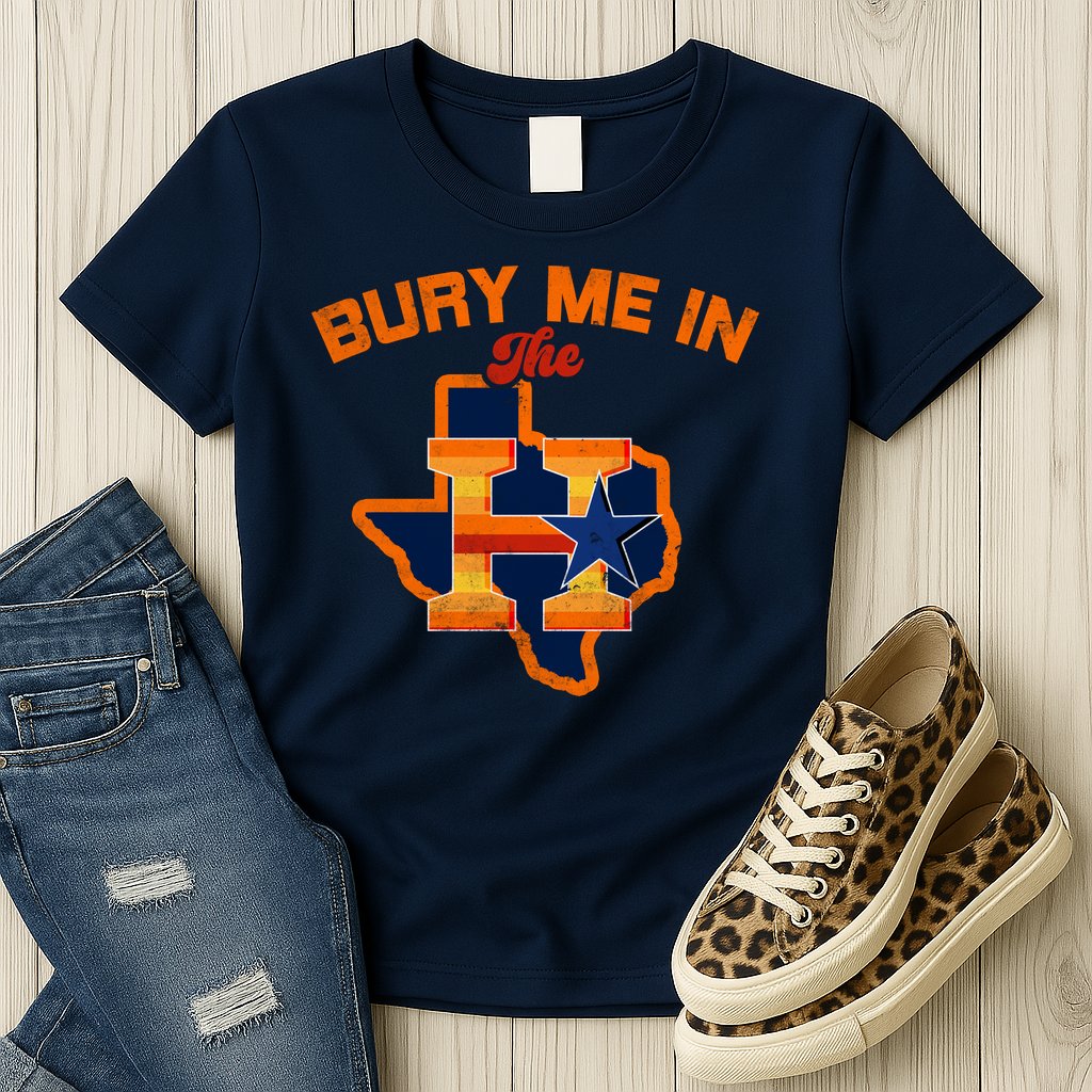 Vintage Bury Me In The H Houston Baseball Womens T-Shirt