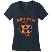 Vintage Bury Me In The H Houston Baseball Women's V-Neck T-Shirt