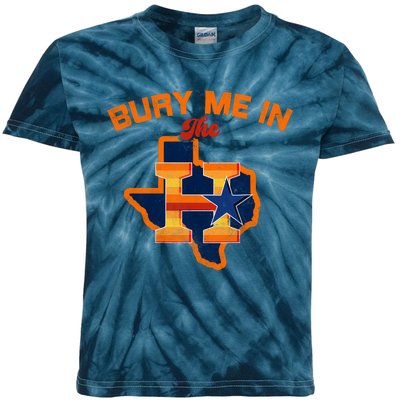 Vintage Bury Me In The H Houston Baseball Kids Tie-Dye T-Shirt