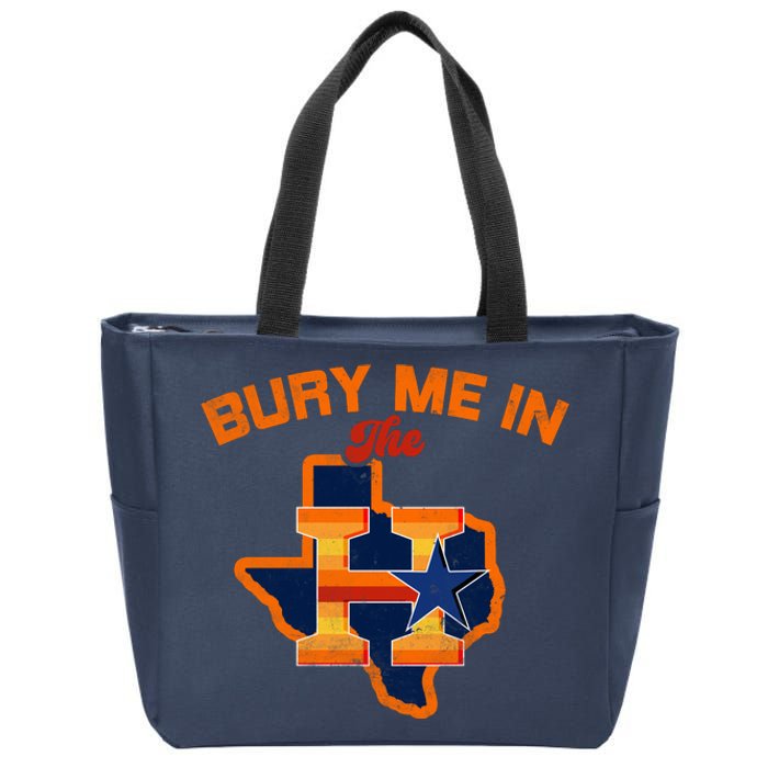 Vintage Bury Me In The H Houston Baseball Zip Tote Bag