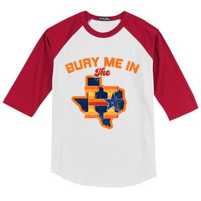 Vintage Bury Me In The H Houston Baseball Kids Colorblock Raglan Jersey