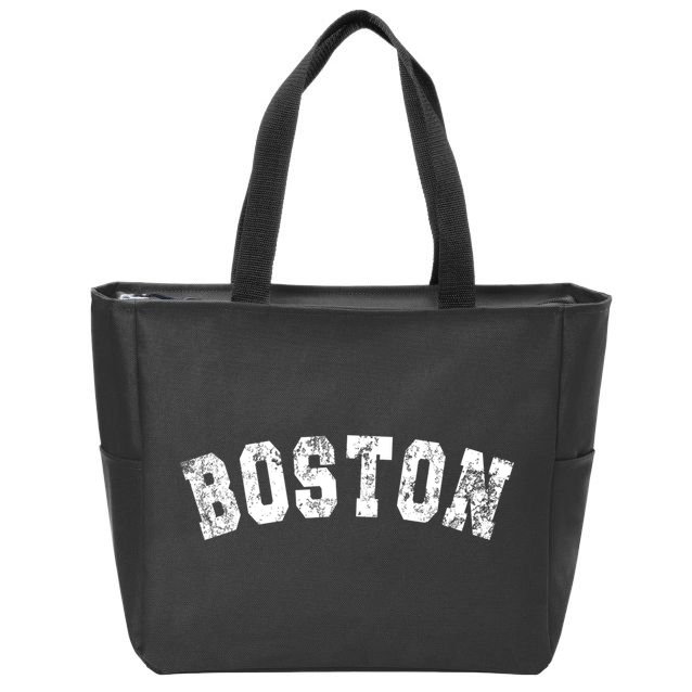 Vintage Boston Massachusetts Retro Distressed Apparel Zip Tote Bag