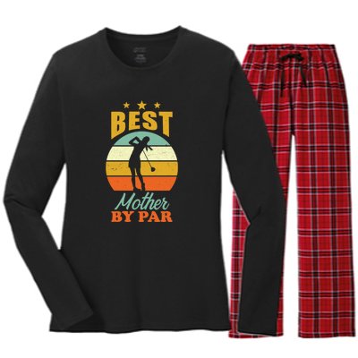 Vintage Best Mother By Par Mom Golf Gift For Mother's Day Women's Long Sleeve Flannel Pajama Set 