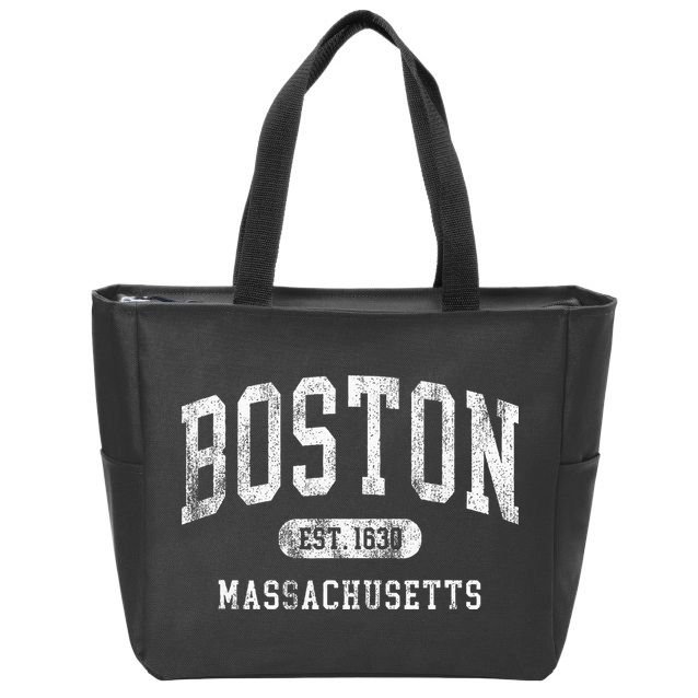 Vintage Boston Massachusetts Established 1630 Throwback Zip Tote Bag