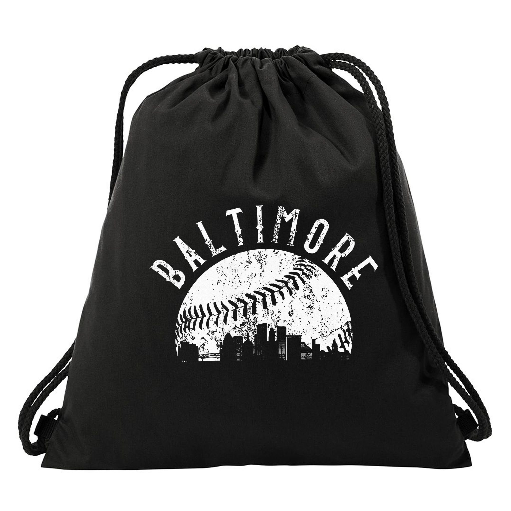 Vintage Baltimore Maryland Skyline Drawstring Bag