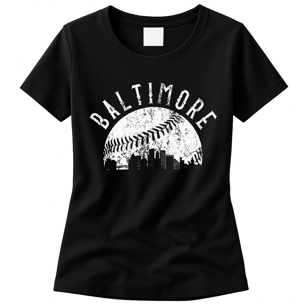 Vintage Baltimore Maryland Skyline Womens T-Shirt