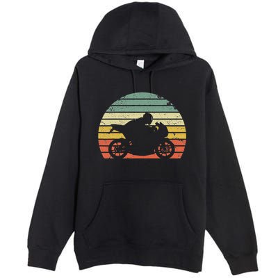 Vintage Biker Motorcycle Silhouette Retro Premium Pullover Hoodie