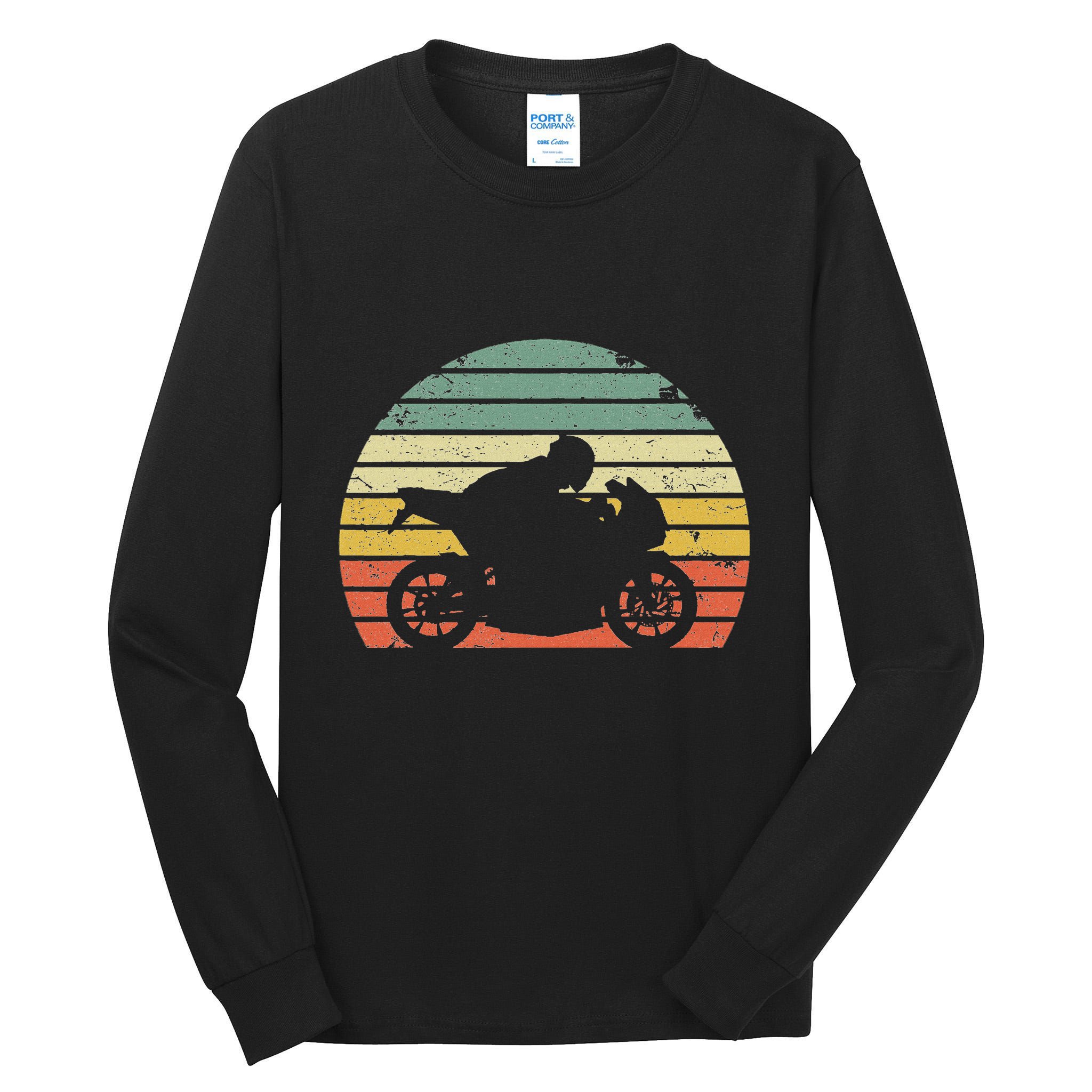 Vintage Biker Motorcycle Silhouette Retro Tall Long Sleeve T-Shirt