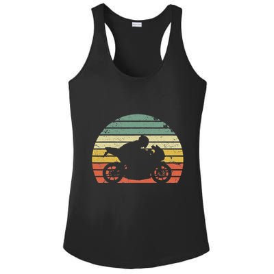Vintage Biker Motorcycle Silhouette Retro Ladies PosiCharge Competitor Racerback Tank