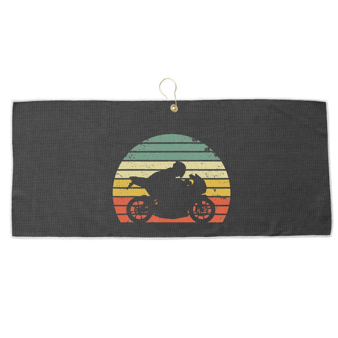 Vintage Biker Motorcycle Silhouette Retro Large Microfiber Waffle Golf Towel