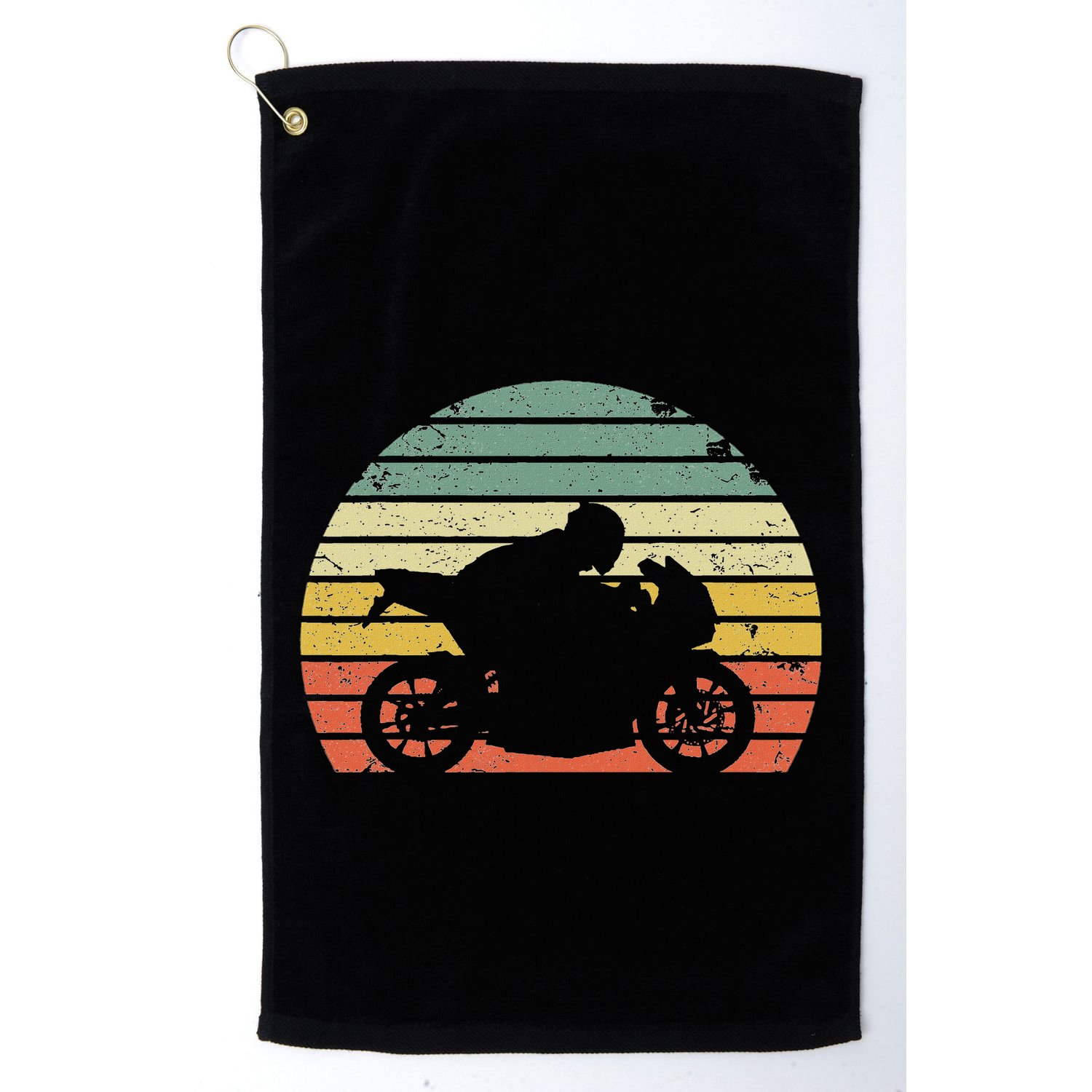 Vintage Biker Motorcycle Silhouette Retro Golf Towel