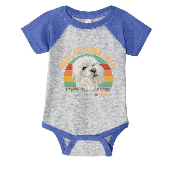 Vintage Best Maltese Dad Ever Father's Day Gift Dog Lover Great Gift Infant Baby Jersey Bodysuit