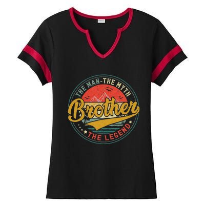 Vintage Brother Man Myth Legend Dad Father's Day Gift Ladies Halftime Notch Neck Tee