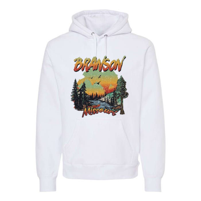 Vintage Branson Missouri Nature Mountain Hiking Souvenir Premium Hoodie