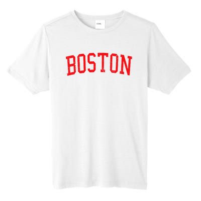 Vintage Boston MA Varsity Style Red Text Tall Fusion ChromaSoft Performance T-Shirt