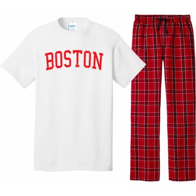 Vintage Boston MA Varsity Style Red Text Pajama Set