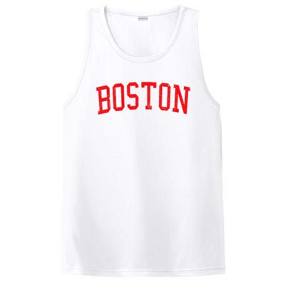 Vintage Boston MA Varsity Style Red Text PosiCharge Competitor Tank