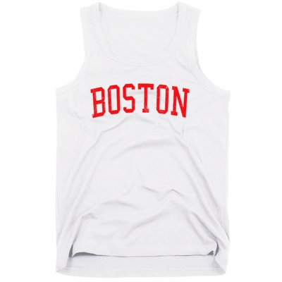 Vintage Boston MA Varsity Style Red Text Tank Top