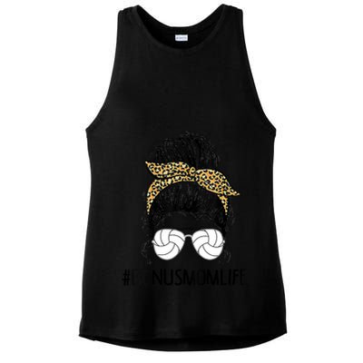 Volleyball Bonus Mom Life Messy Bun Leopard Mother’S Day Cute Gift Ladies PosiCharge Tri-Blend Wicking Tank