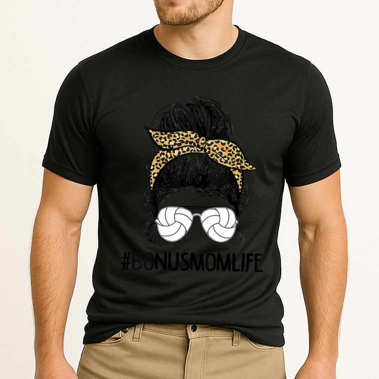 Volleyball Bonus Mom Life Messy Bun Leopard Mother’S Day Cute Gift Cooling Performance Crew T-Shirt