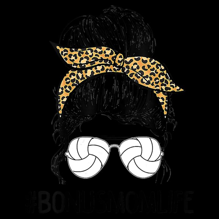 Volleyball Bonus Mom Life Messy Bun Leopard Mother’S Day Cute Gift Cooling Performance Crew T-Shirt