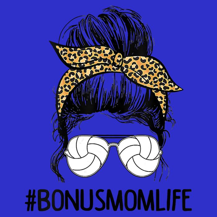 Volleyball Bonus Mom Life Messy Bun Leopard Mother’S Day Cute Gift Sweatshirt