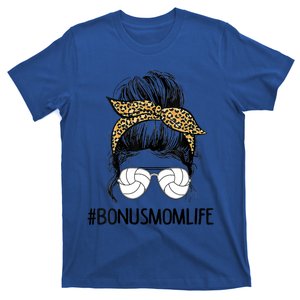 Volleyball Bonus Mom Life Messy Bun Leopard Mother’S Day Cute Gift T-Shirt