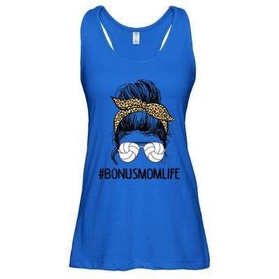Volleyball Bonus Mom Life Messy Bun Leopard Mother’S Day Cute Gift Ladies Essential Flowy Tank