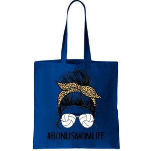 Volleyball Bonus Mom Life Messy Bun Leopard Mother’S Day Cute Gift Tote Bag