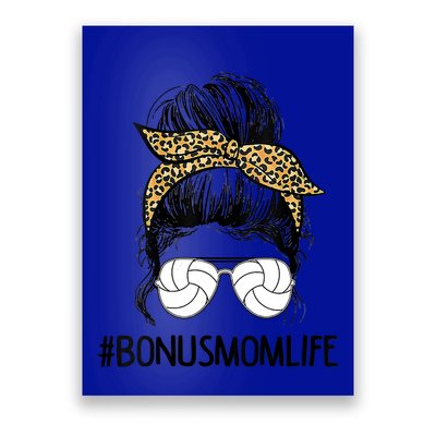 Volleyball Bonus Mom Life Messy Bun Leopard Mother’S Day Cute Gift Poster