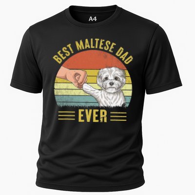 Vintage Best Maltese Dog Dad Ever Fist Bump Funny Dog Lover Performance Shirt