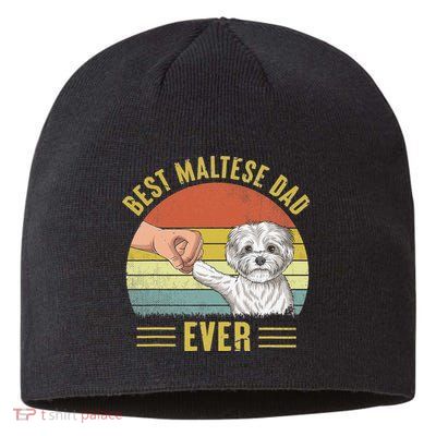 Vintage Best Maltese Dog Dad Ever Fist Bump Funny Dog Lover Sustainable Beanie