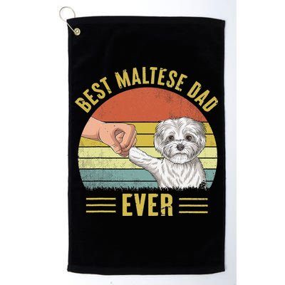Vintage Best Maltese Dog Dad Ever Fist Bump Funny Dog Lover Golf Towel