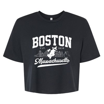 Vintage Boston Massachusetts Est 1630 Souvenir Bella+Canvas Jersey Crop Tee