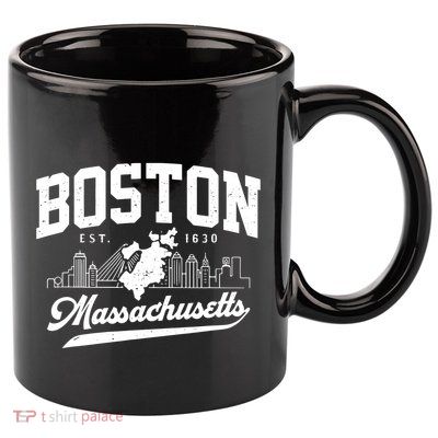 Vintage Boston Massachusetts Est 1630 Souvenir 11oz C Handle Ceramic Mug