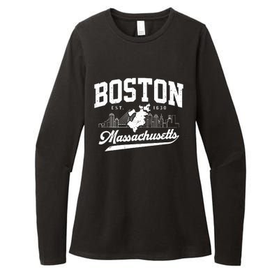 Vintage Boston Massachusetts Est 1630 Souvenir Womens CVC Long Sleeve Shirt