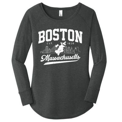 Vintage Boston Massachusetts Est 1630 Souvenir Women's Perfect Tri Tunic Long Sleeve Shirt