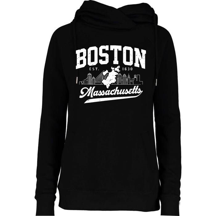 Vintage Boston Massachusetts Est 1630 Souvenir Womens Funnel Neck Pullover Hood