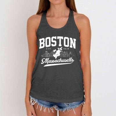 Vintage Boston Massachusetts Est 1630 Souvenir Women's Knotted Racerback Tank