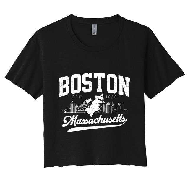 Vintage Boston Massachusetts Est 1630 Souvenir Crop Top