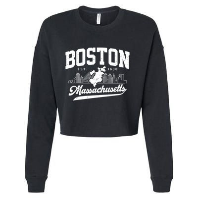 Vintage Boston Massachusetts Est 1630 Souvenir Cropped Pullover Crew