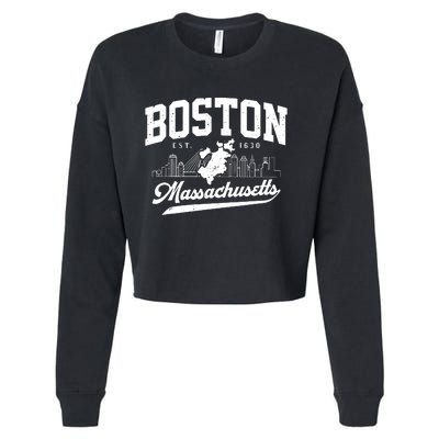 Vintage Boston Massachusetts Est 1630 Souvenir Cropped Pullover Crew