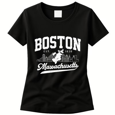Vintage Boston Massachusetts Est 1630 Souvenir Womens T-Shirt
