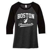 Vintage Boston Massachusetts Est 1630 Souvenir Women's Tri-Blend 3/4-Sleeve Raglan Shirt