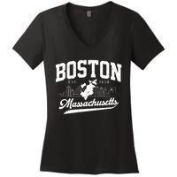 Vintage Boston Massachusetts Est 1630 Souvenir Women's V-Neck T-Shirt