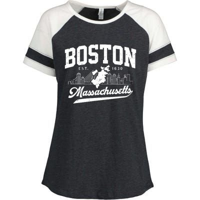 Vintage Boston Massachusetts Est 1630 Souvenir Enza Ladies Jersey Colorblock Tee