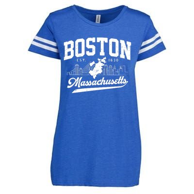 Vintage Boston Massachusetts Est 1630 Souvenir Enza Ladies Jersey Football T-Shirt