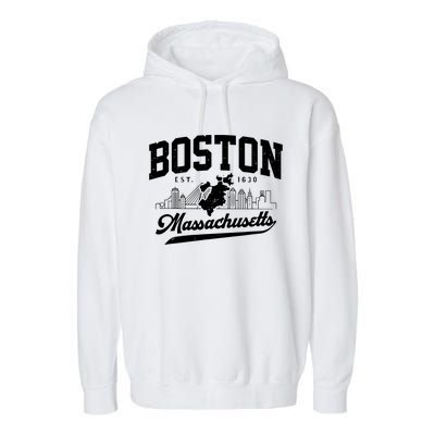 Vintage Boston Massachusetts Est 1630 Souvenir Garment-Dyed Fleece Hoodie