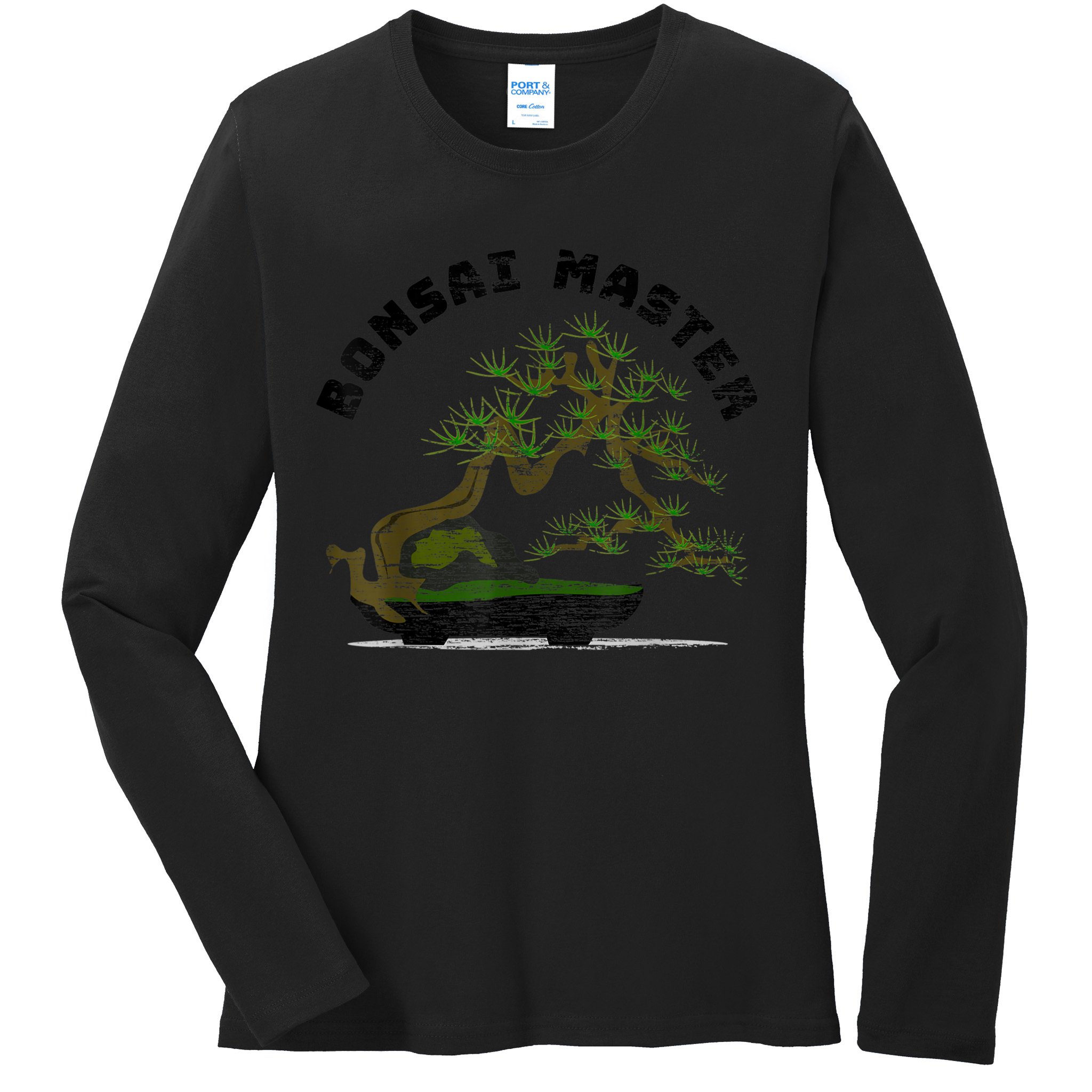 Vintage Bonsai Master Bonsai Tree Ladies Long Sleeve Shirt